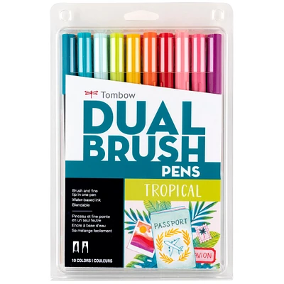 Tombow Dual Brush Pen Set, 10-Colors, Tropical