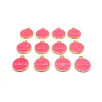 12 or 60 Pieces: Bright Pink Enamel and Gold Zodiac/Astrology Charms, Double Sided