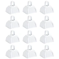 Set of 12 3-inch Cowbells with Handle, Hand Percussion Cow Bells Noise Makers for Sporting Events, Football Games (White)