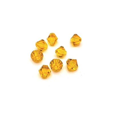 4, 20 or 50 Pieces: 6 mm Bicone Yellow Imitation Crystal November Birthstone Beads
