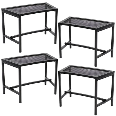 Sunnydaze Mesh Metal Patio Curved Fire Pit Bench - Black - Set of 4 by