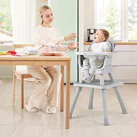 Babyjoy 8-in-1 Baby High Chair Convertible Dining Booster Seat with Removable Tray Grey/Pink/Yellowith Strip/Black