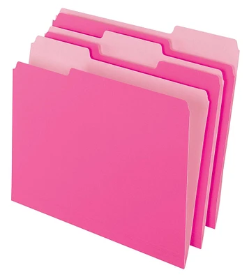 Pendaflex Two-Tone File Folder, Letter Size, 1/3 Cut Tabs, Pink, Pack of 100