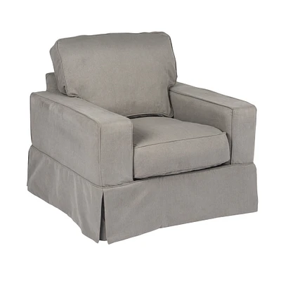 The Hamptons Collection Set of 3 Gray Box Cushion Chair Slipcover 39”