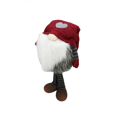 Northlight 24" Large Red and Grey Striped "Finn" Standing Chubby Santa Gnome Table Top Christmas Figure