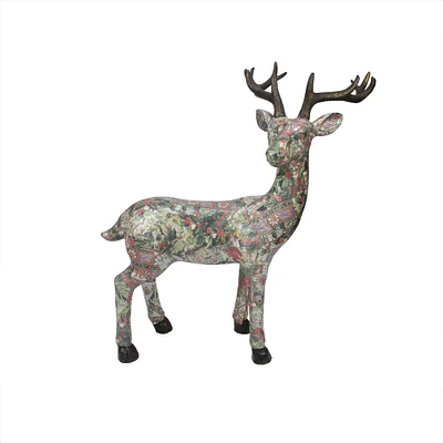 Gallerie II 27" Red and Green Victorian Holly Berry Decoupage Reindeer Tabletop Decor