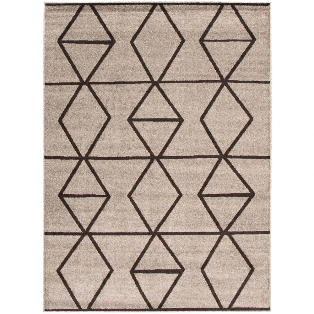 Chaudhary Living 5.25' x 7.25' Gray and Brown Geometric Moroccan Rectangular Area Throw Rug