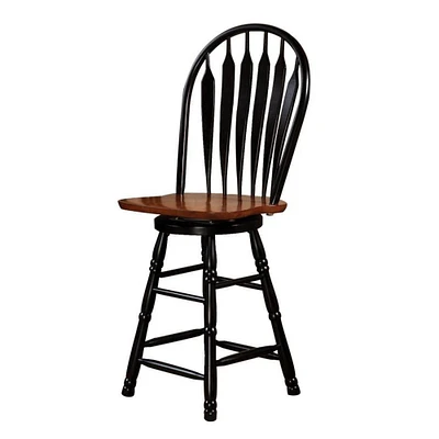 The Hamptons Collection 40” Antique Black and Cherry Brown Swivel Barstool