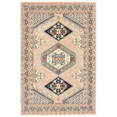 Chaudhary Living 7.75' x 10' Off White and Beige Medallion Geometric Rectangular Area Throw Rug