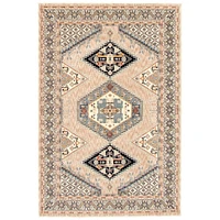 Chaudhary Living 7.75' x 10' Off White and Beige Medallion Geometric Rectangular Area Throw Rug