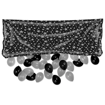 Beistle Club Pack of 12 Black and Silver Decorative Party Balloon Bags 80"