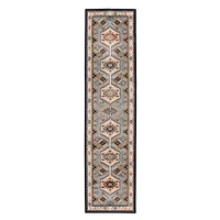 Chaudhary Living 2.5' x 10' Aqua and Cream Medallion Geometric Rectangular Rug Runner