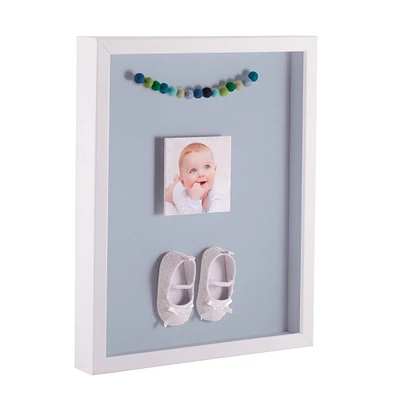 ArtToFrames 20x28 Inch Shadow Box Picture Frame, with a Satin White 1.00" Wide Shadowbox frame and Super White Mat Backing (4655)