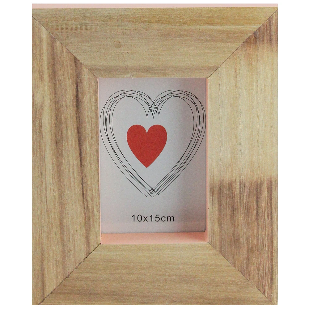 Kaemingk 10" Brown and Pink Rectangular Wood Picture Frame