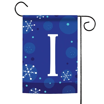 Toland Home Garden Blue and White Christmas Snowflakes Monogram I Outdoor Garden Flag 18" x 12.5"