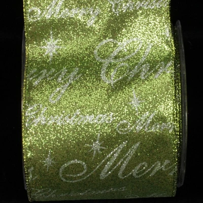 The Ribbon People Green and Silver Merry Christmas Wired Craft Ribbon 4" x 20 Yards