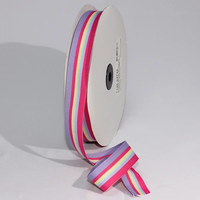 The Ribbon People Purple and Blue Striped Woven Grosgrain Craft Ribbon 1" x 55 Yards