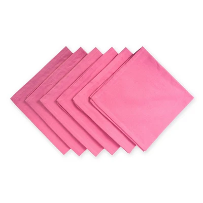 Contemporary Home Living Set of 6 Flamingo Pink Solid Square Napkins 20"