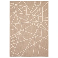 Chaudhary Living 4' x 5.5' Taupe and Beige Geometric Rectangular Outdoor Area Throw Rug