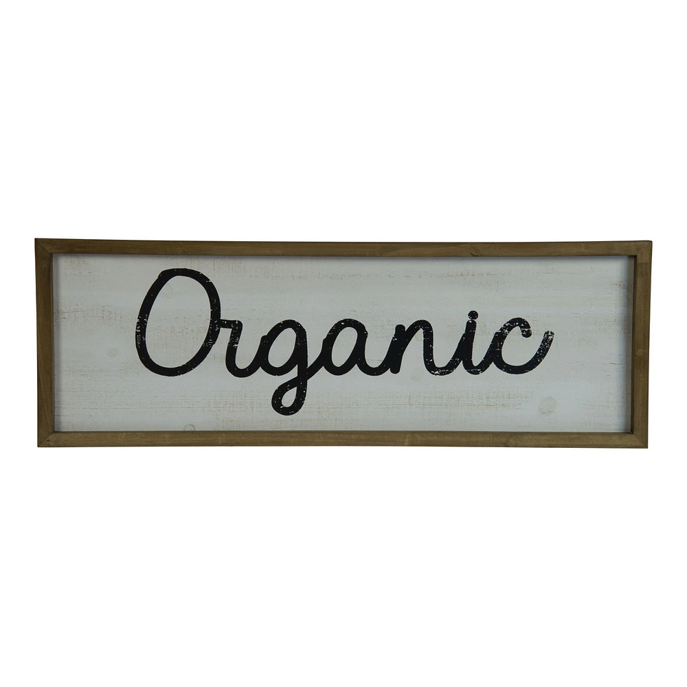 Creative Design 29.5" White and Black "Organic" Distressed Rectangular Wall Sign