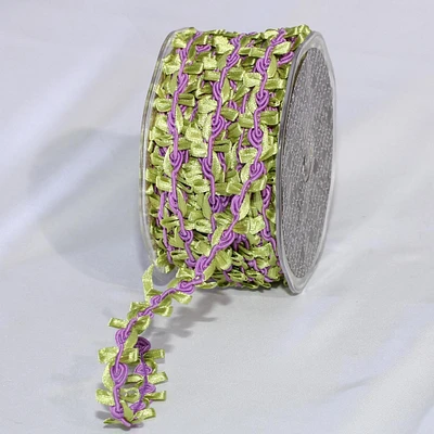 The Ribbon People Set of 2 Purple and Green Rococo Trim Craft Ribbon 0.625" x 54 Yards