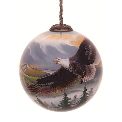 CC Christmas Decor 3” Multi-Colored Soaring Eagle Hand Painted Mouth Blown Glass Hanging Christmas Ornament