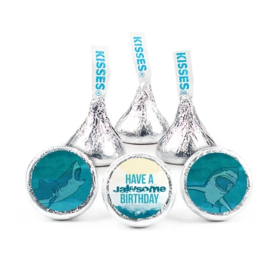 100 Pcs Shark Birthday Candy Party Favors Hershey's Kisses Milk Chocolate (1lb, Approx. 100 Pcs) - No Assembly Required - By Just Candy