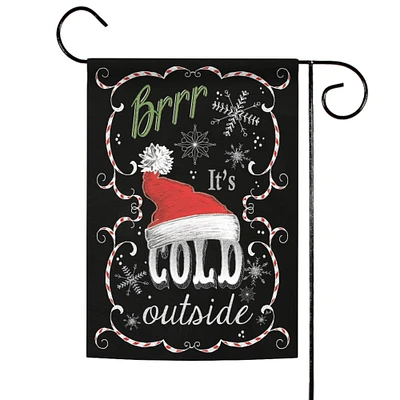 Toland Home Garden Black and Red "It's Cold Outside" Christmas Outdoor Rectangular Mini Garden Flag 18" x 12.5"