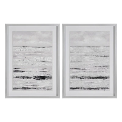 Signature Home Collection Set of 2 Gray and Black Framed Rectangular Wall Art Decors 36" x 26"
