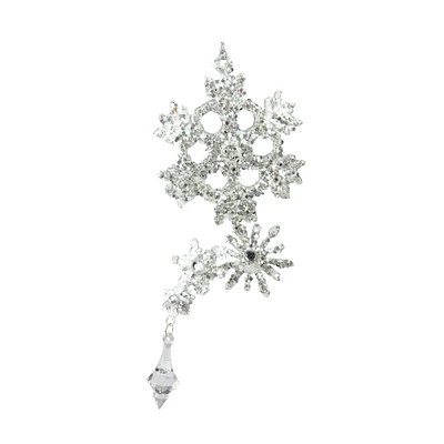 Melrose 8.5" Silver Glittered and Jeweled Snowflake Cluster Christmas Ornament