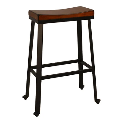 Contemporary Home Living 30" Brown and Black Classic Saddle Seat Counter Stool