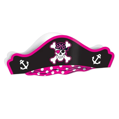Party Central Club Pack of 48 Pink and Black Pirate Hat Costume Accessories