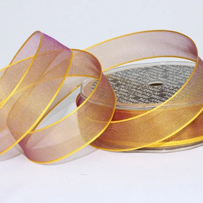 The Ribbon People Shimmering Wheat Brown Crystal Wired Edge Craft Ribbon 1" x 54 Yards