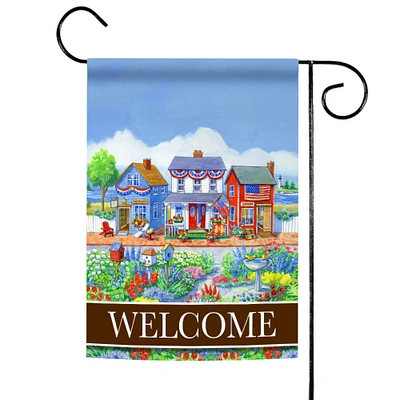 Toland Home Garden Blue and Red Main Street Americana "Welcome" Outdoor Rectangular Mini Garden Flag 18" x 12.5"