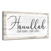 Crafted Creations Beige and White 'Hanukkah' Rectangular Canvas Wall Art Decor 18" x 36"