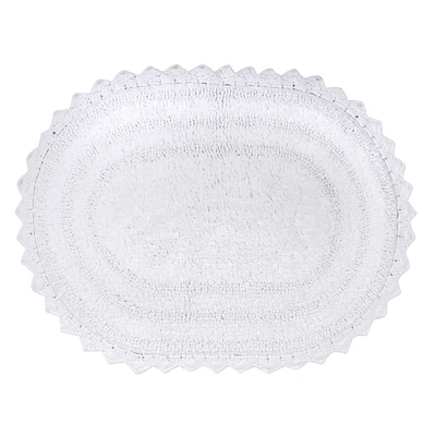 Contemporary Home Living 21" x 34" White Large Oval Home and Bathroom Essentials Cotton Bath Mat