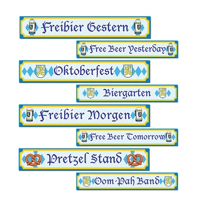Party Central Club Pack of 12 Blue and Yellow Oktoberfest Sign Cutout Decors 24"