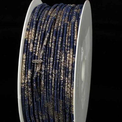 The Ribbon People Navy Blue and Gold Wired Craft Ribbon 0.25" x 55 Yards