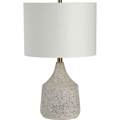 Signature Home Collection 22" Antique Brass Terrazzo Table Lamp with Off White Modified Drum Shade