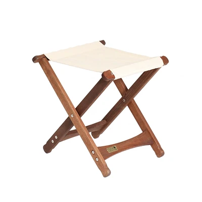 Outdoor Living and Style 18" Folding Wooden Camping Stool with White Fabric Seat