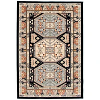 Chaudhary Living 7.75' x 10' Navy Blue and Cream Medallion Geometric Rectangular Area Throw Rug