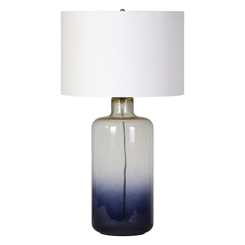 Signature Home Collection 28" Blue Ombre Glass Table Lamp with White Drum Shade