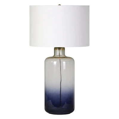 Signature Home Collection 28" Blue Ombre Glass Table Lamp with White Drum Shade