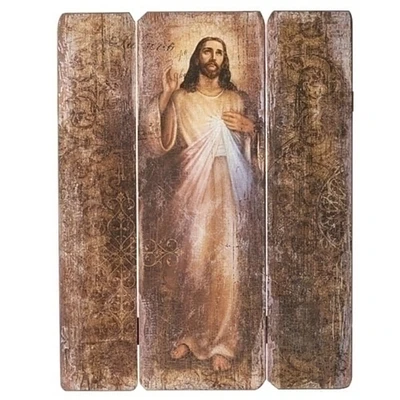 Roman 26" Brown and Beige Divine Mercy Religious Rectangular Plaque