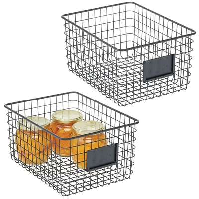 mDesign Metal Wire Food Organizer Storage Bin, 2 Pack