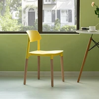 Modern Plastic Dining Chair Open Back with Beech Wood Legs