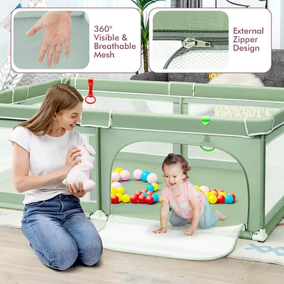 Portable Extra-Large Safety Baby Fence with Ocean Balls and Rings