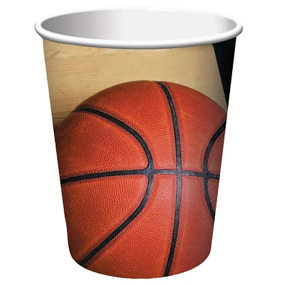 Party Central Club Pack of 96 Orange and Black Basketball Disposable Paper Drinking Party Tumbler Cups 9 oz.