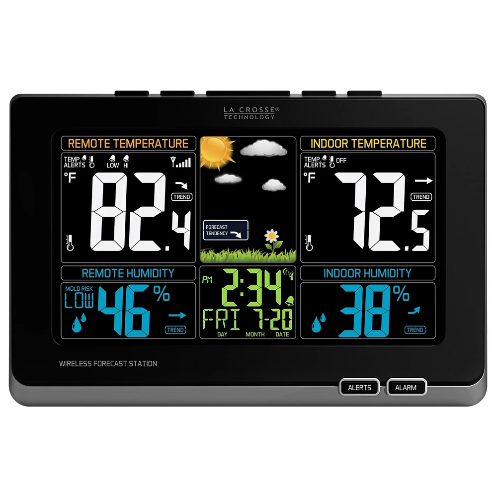 La Crosse Technology 8.25” Black Wireless Color Forecast Station