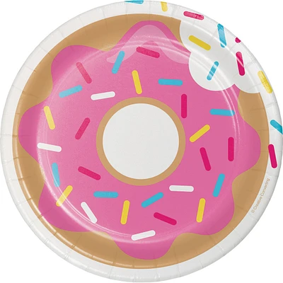 Party Central Club Pack of 96 Pink and Gray Assorted Donut Time Luncheon Plate 6.8”